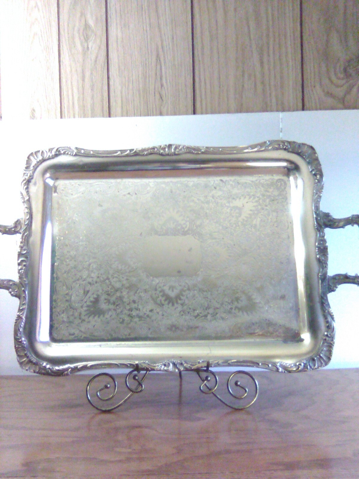 Vintage Silverplate Waiter Tray Spring Flowers 20 X 15 #1791 Rogers & Bro