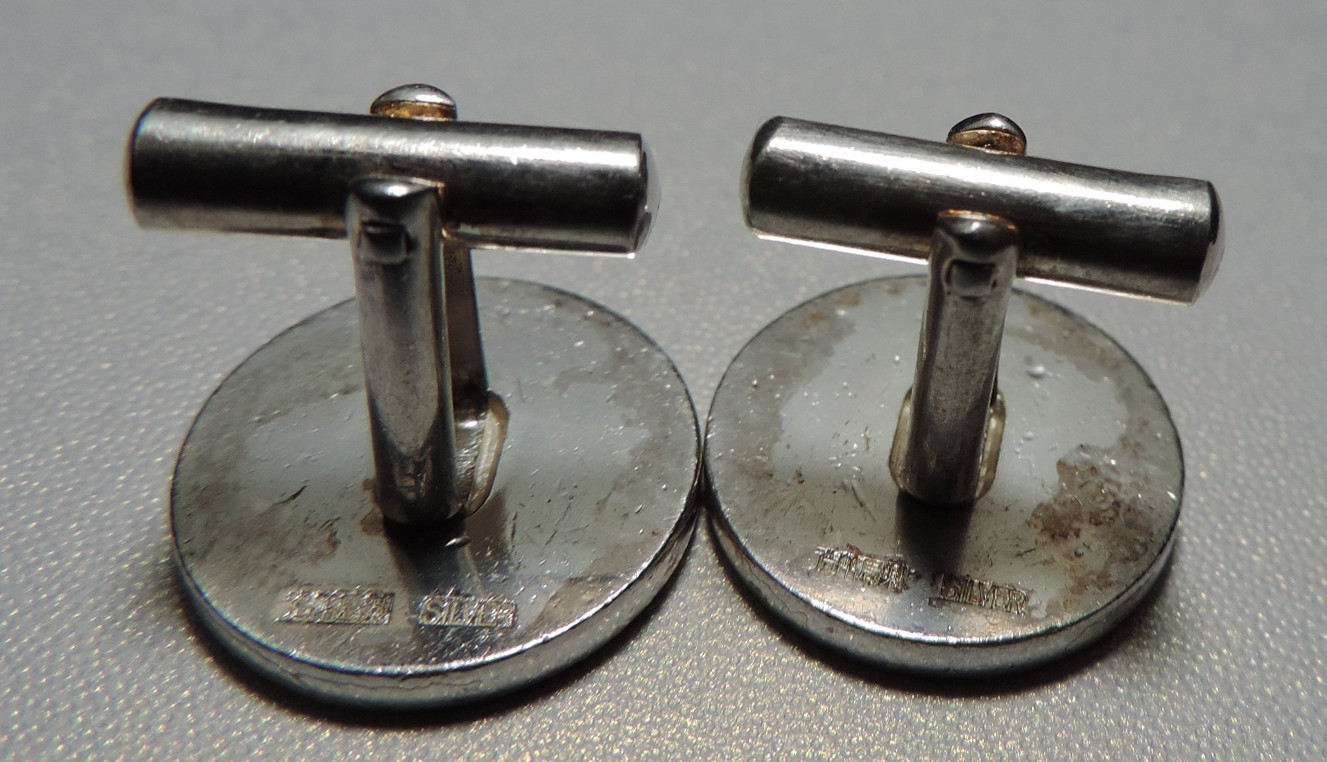 Japanese Signed Sterling Silver big Horn Sheep Ram Cufflinks & Tie Clip Set 28g