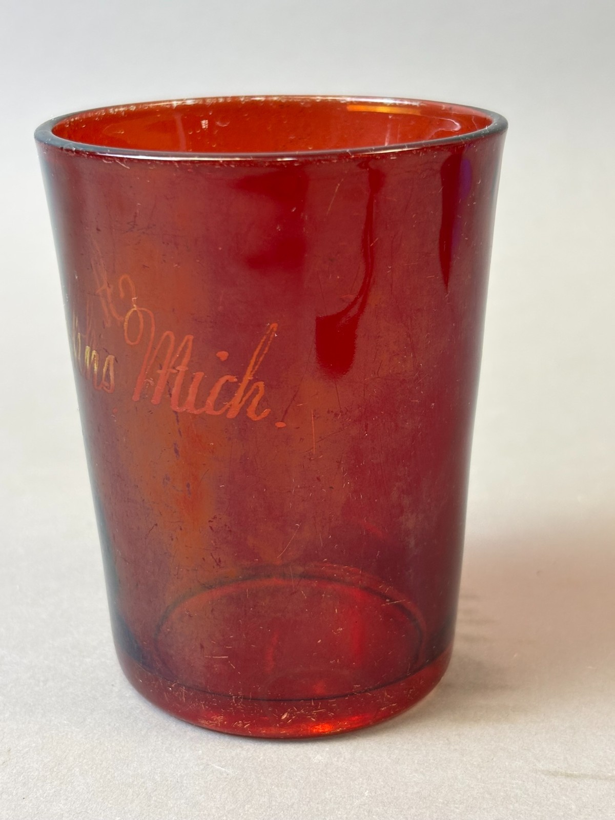 #955 Antique ST JOHNS Michigan Ruby Red Flash Souvenir Glass CUP