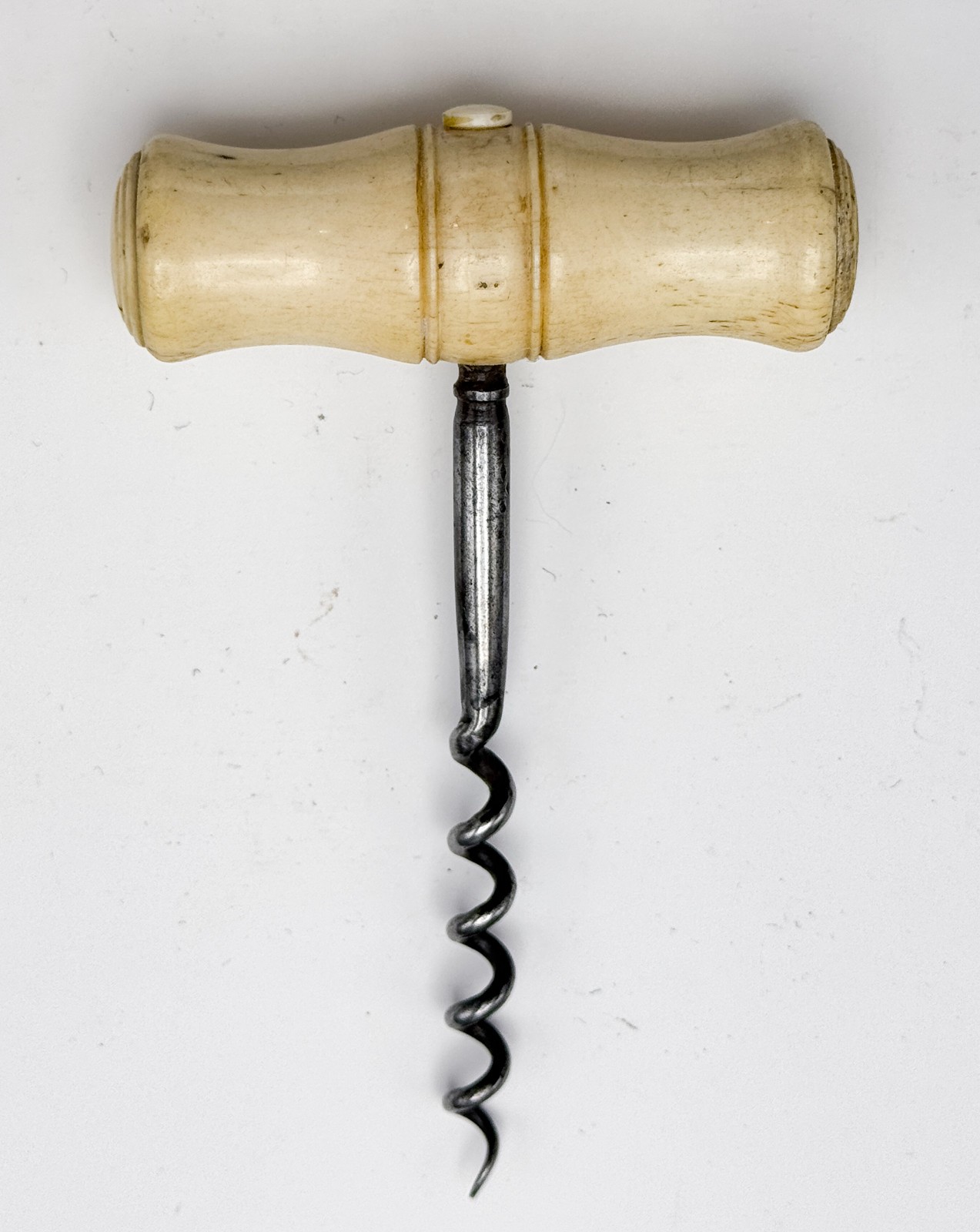 Antique Bone Handle English Straight Pull Corkscrew!