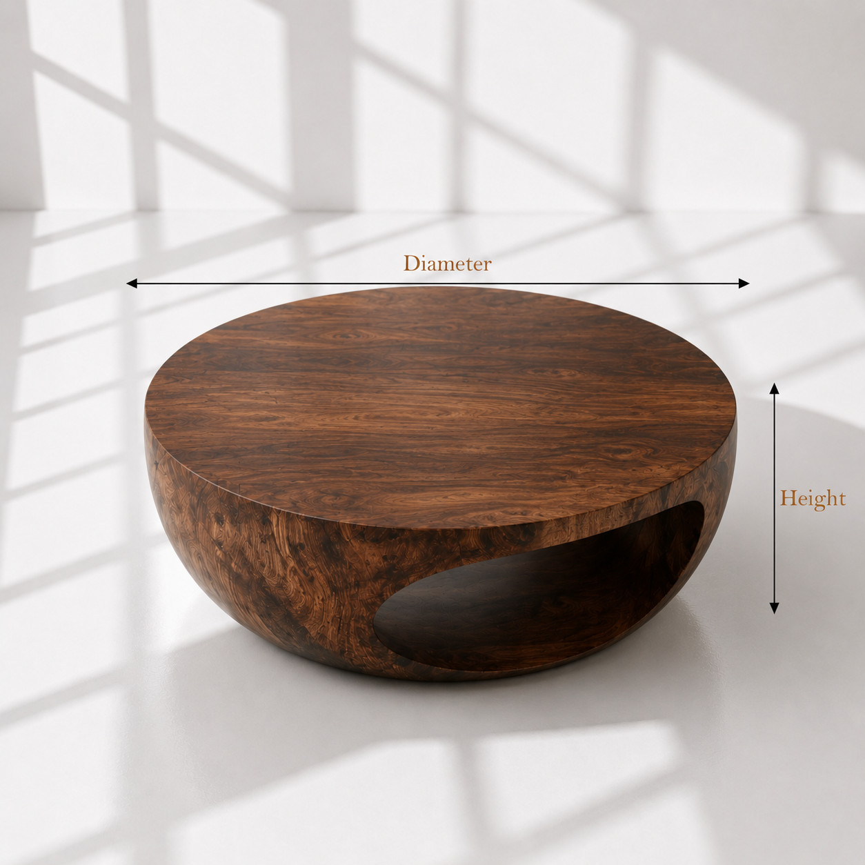 Modern Sculptural Coffee Table Solid Wood Coffee Table Organic Minimalist Center
