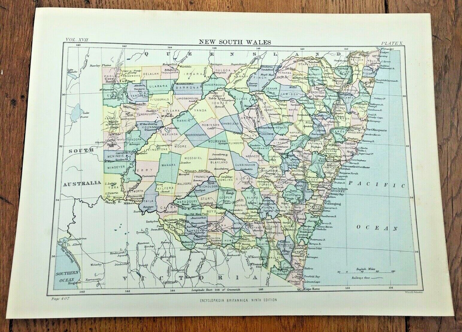circa 1880s map of new south wales ! ( adam & charles black )