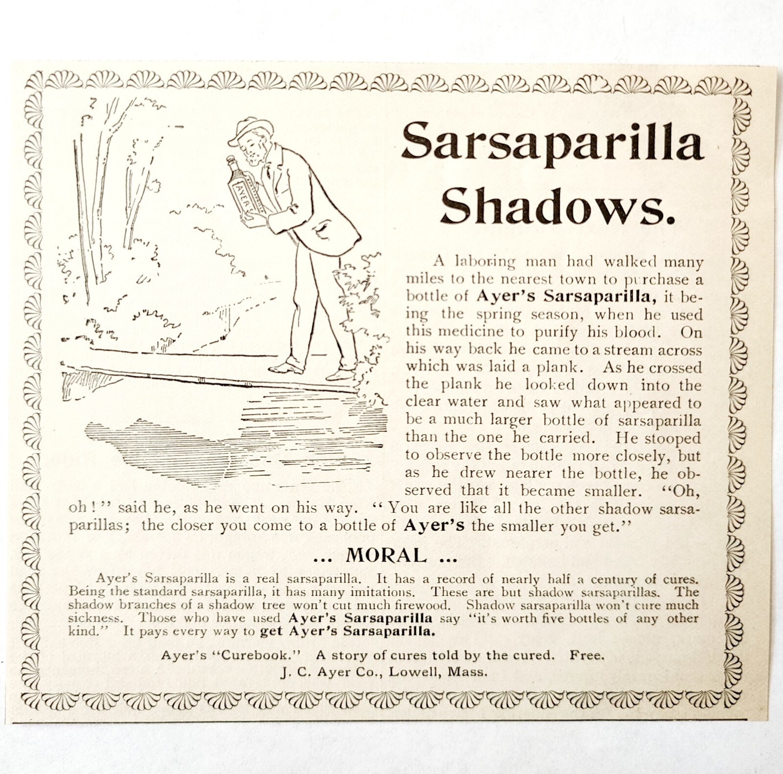 Ayer’s Sarsaparilla Shadow 1897 Advertisement Victorian Quack Medicine ADBN1A5