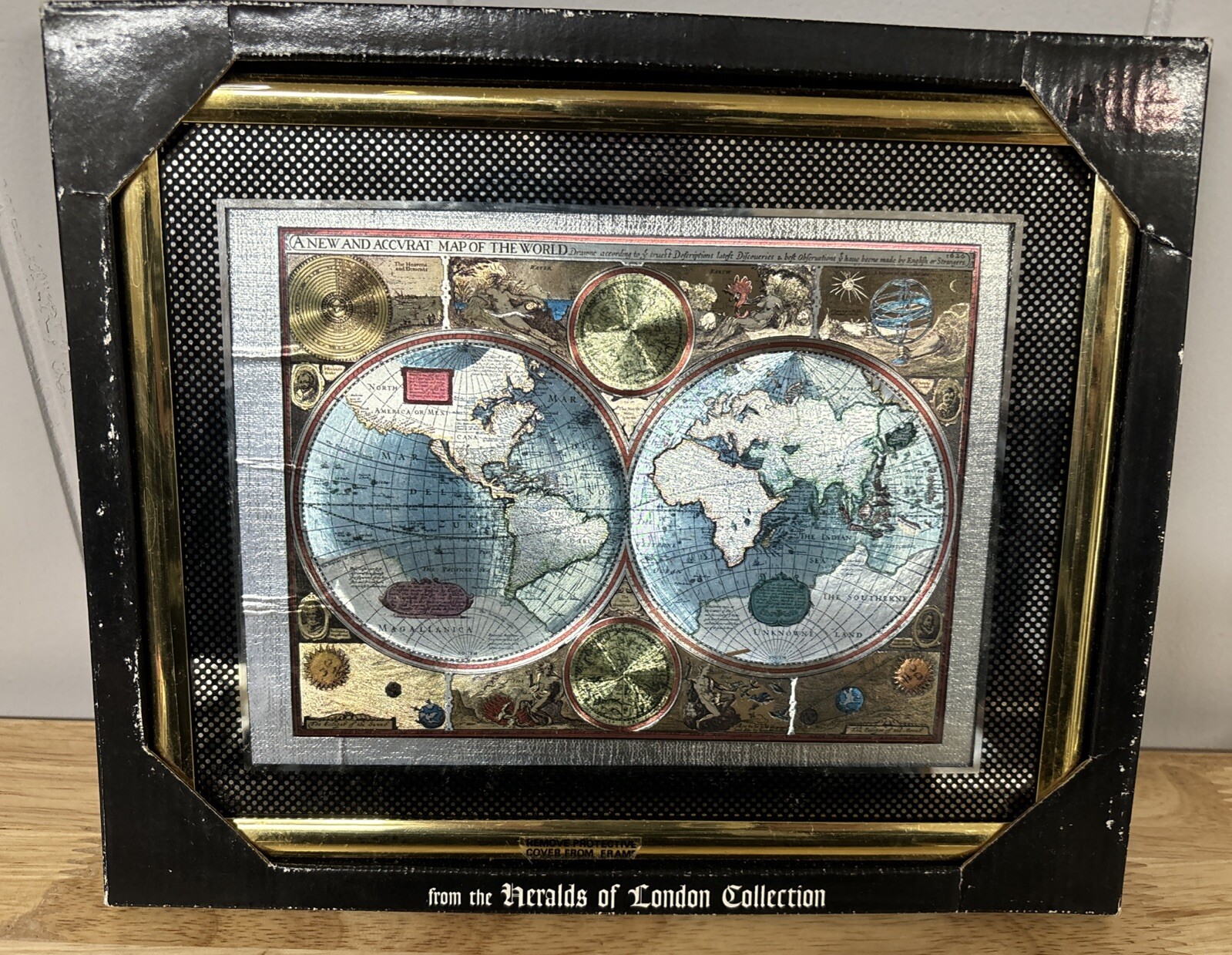 A New And Accvrat Map Of The World Gold Framed Matted Wall Art Color Foil