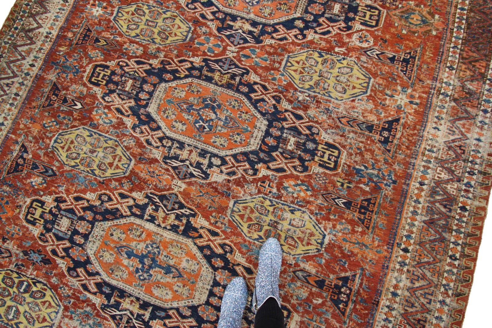 8×10 Antique Authentic Caucasian Soumak Rug Rare Flatwoven 226cm x 289cm C.1870