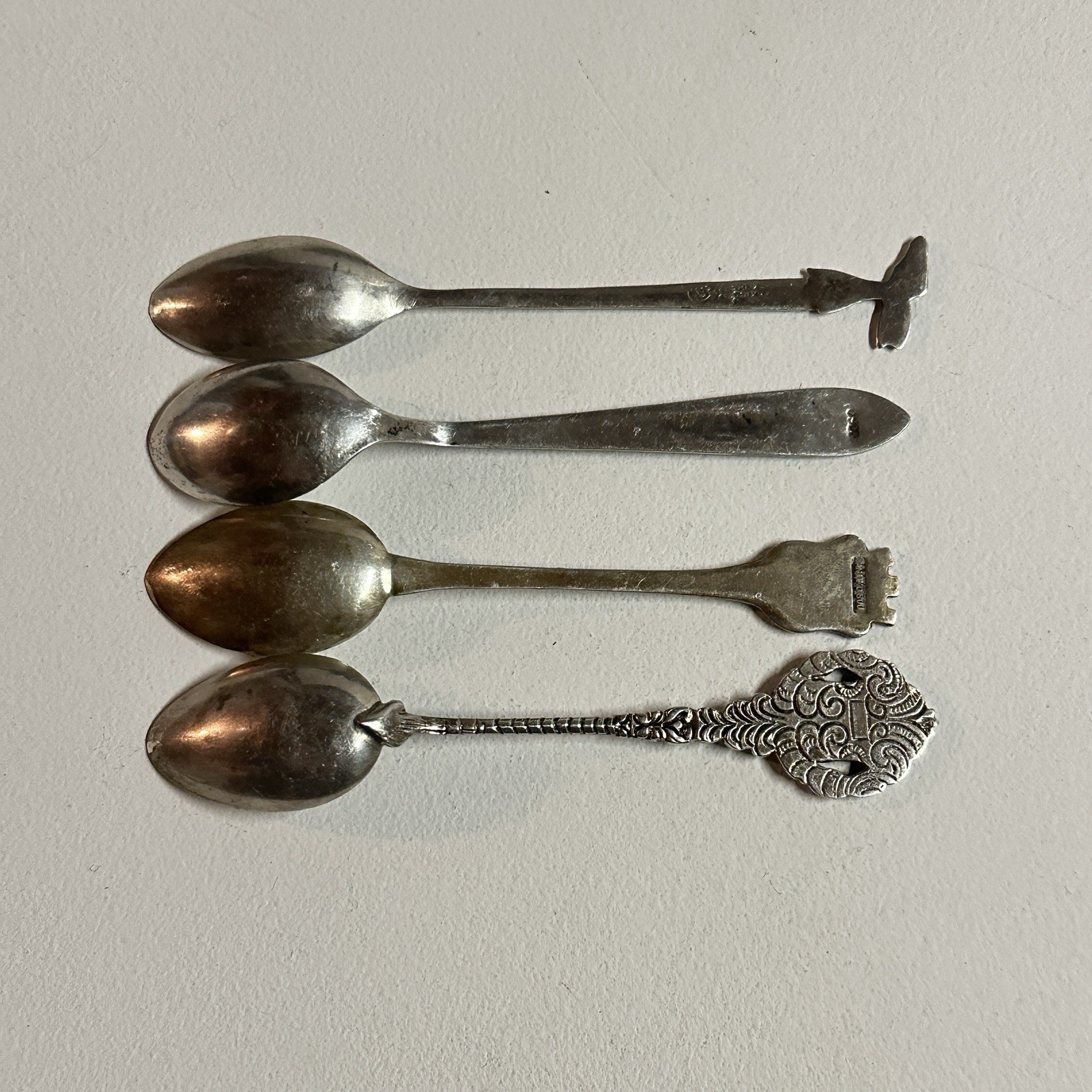 Lot Of Vintage Coin Silver Souvenir Spoons