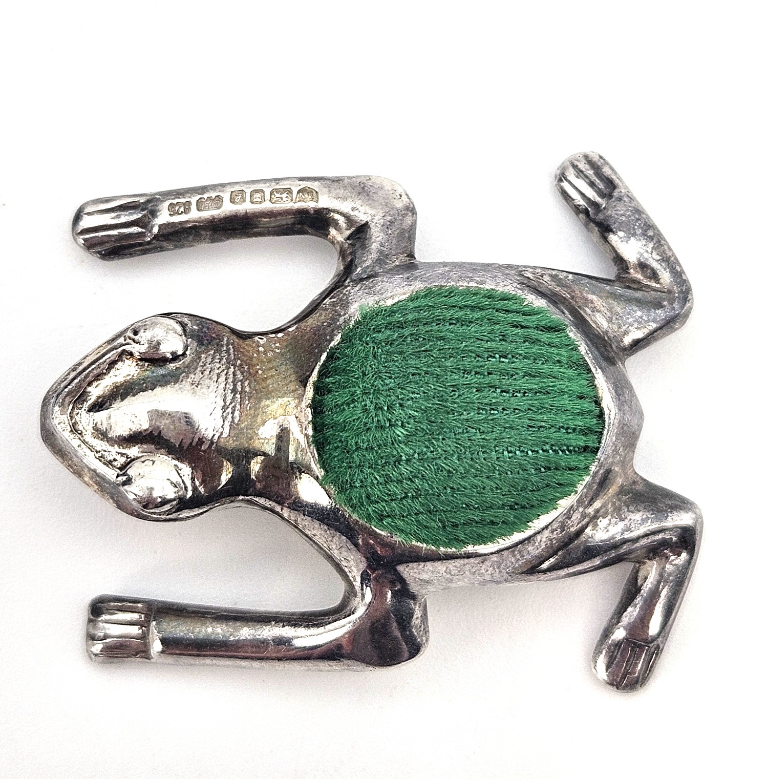 Antique 1912 Birmingham Sterling Silver Frog Pincushion Adie Norman