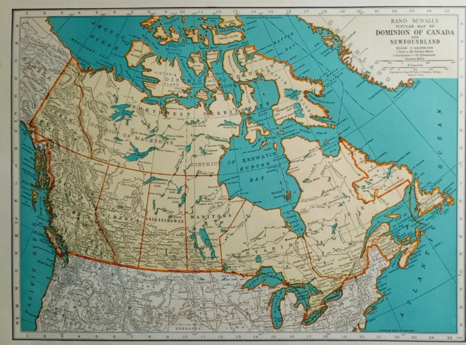 Vintage 1942 Atlas Map World War WW II Dominion Of Canada & Maritimes PEI NB NS+