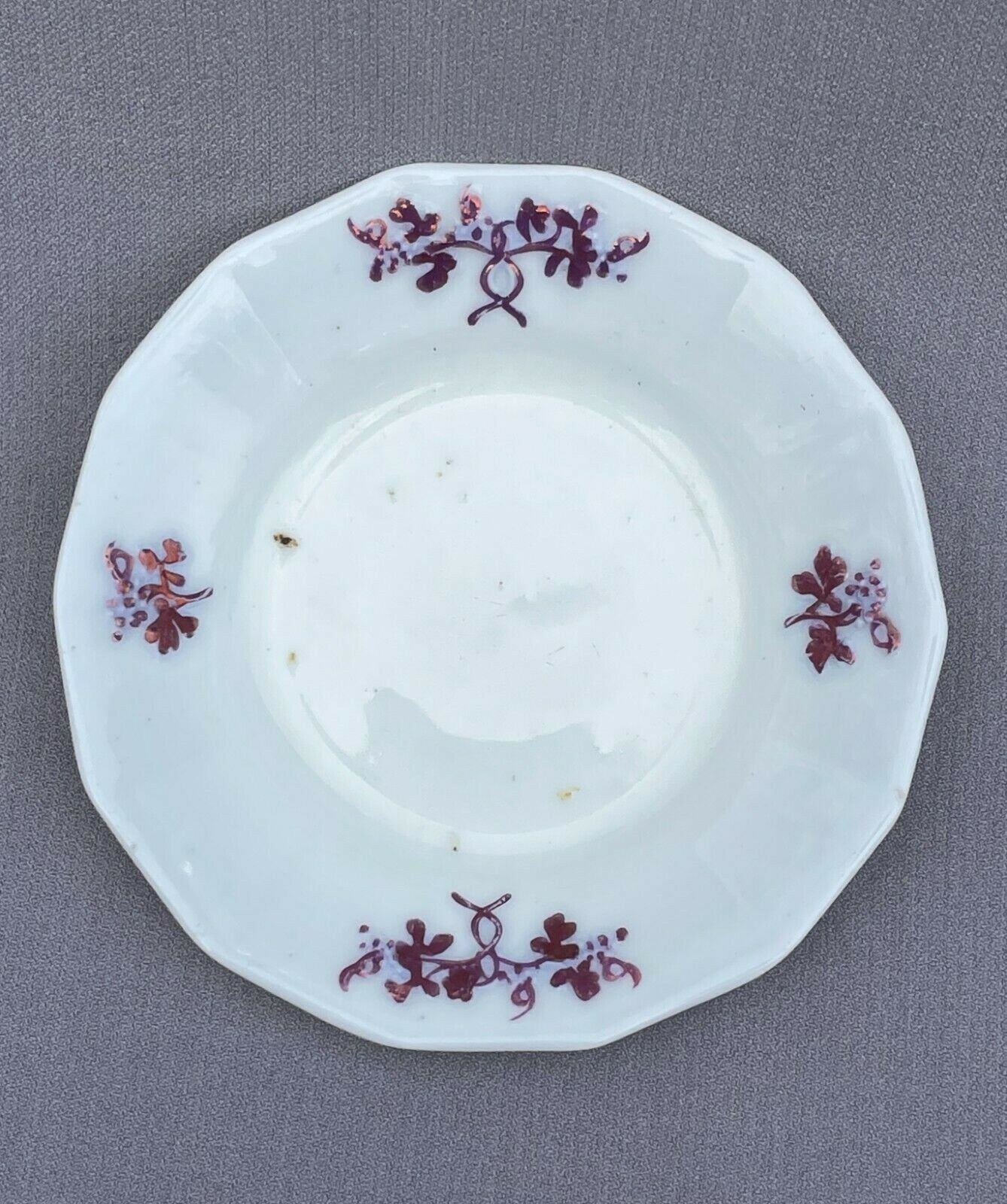Rare Antique Chelsea Ware Cup Plate Purple Luster Highlights