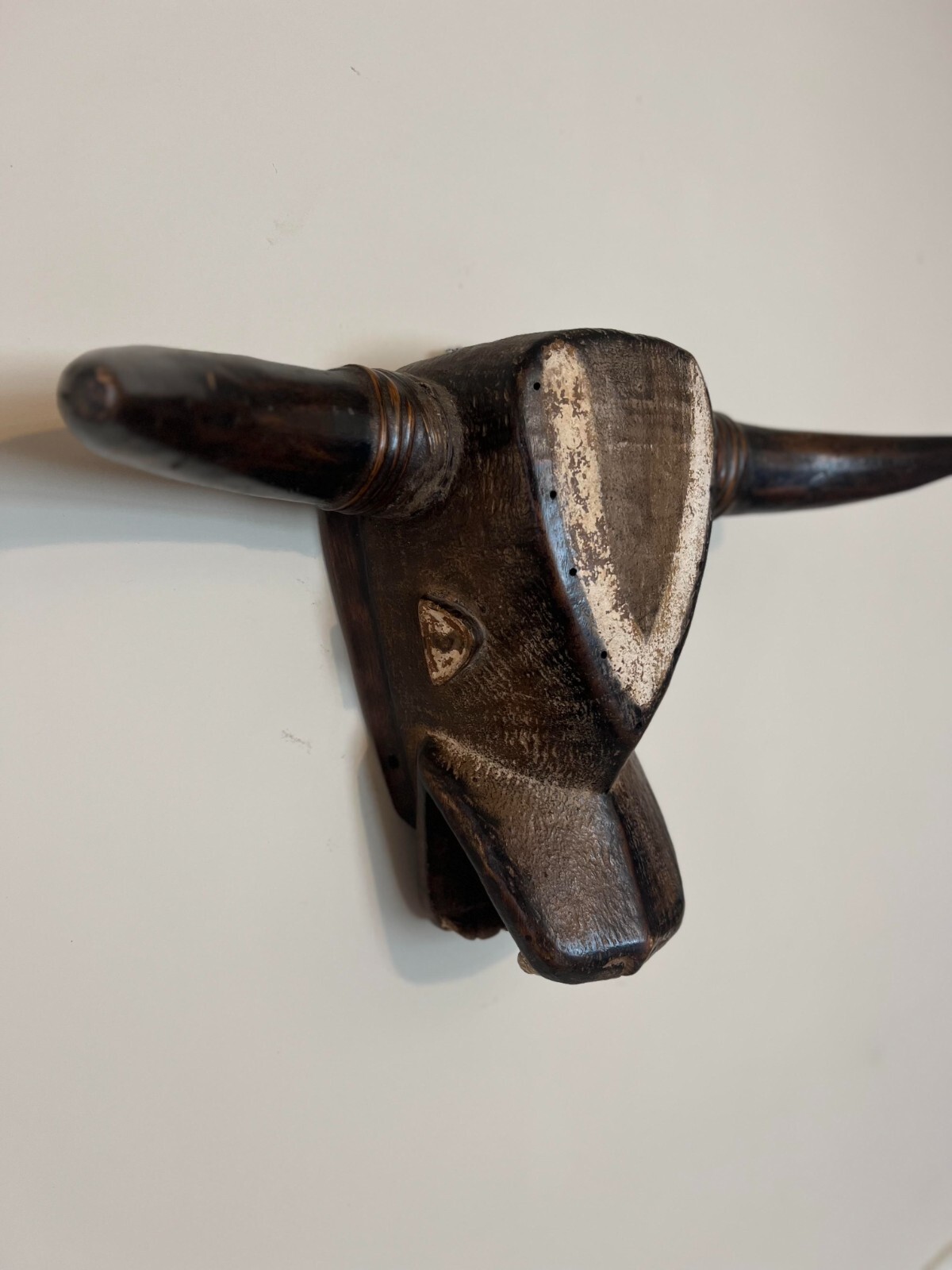 vary large African Mask Baule Tribe bull Head Mask 12″ X 7″ X5″