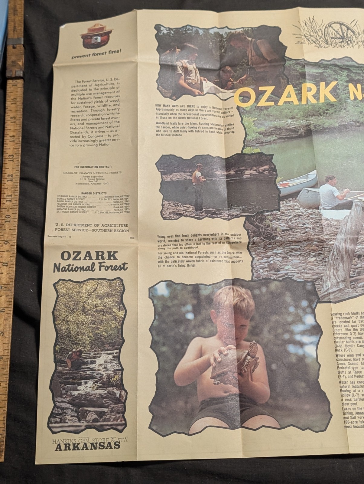 Vintage 1976 Ozark National Forest Arkansas road map