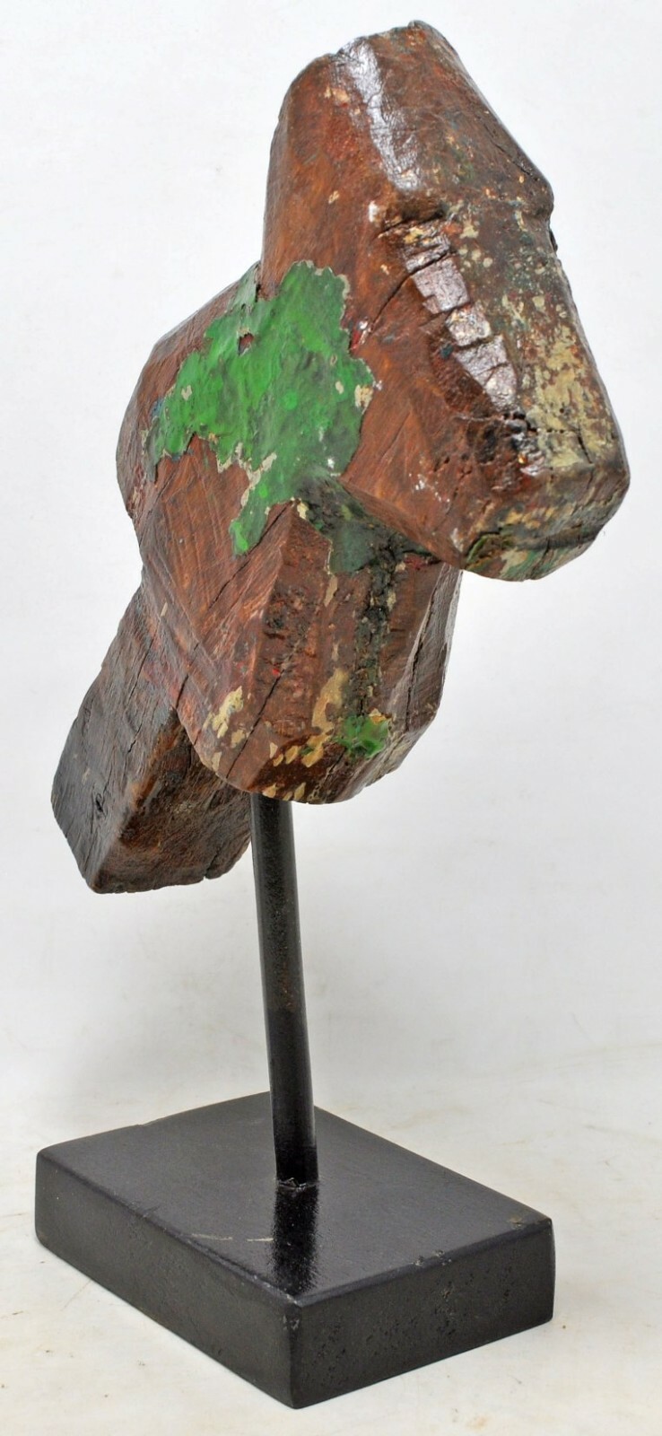 Antique Wooden Small Horse Head Bust Figurine Original Old Hand Carved