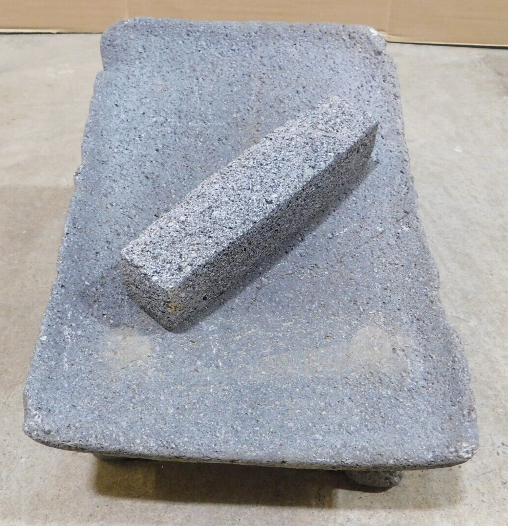 Antique Metate #65-Grinder-Rustic-Complete-Old Mexican–Primitive-11.5x18x9.5