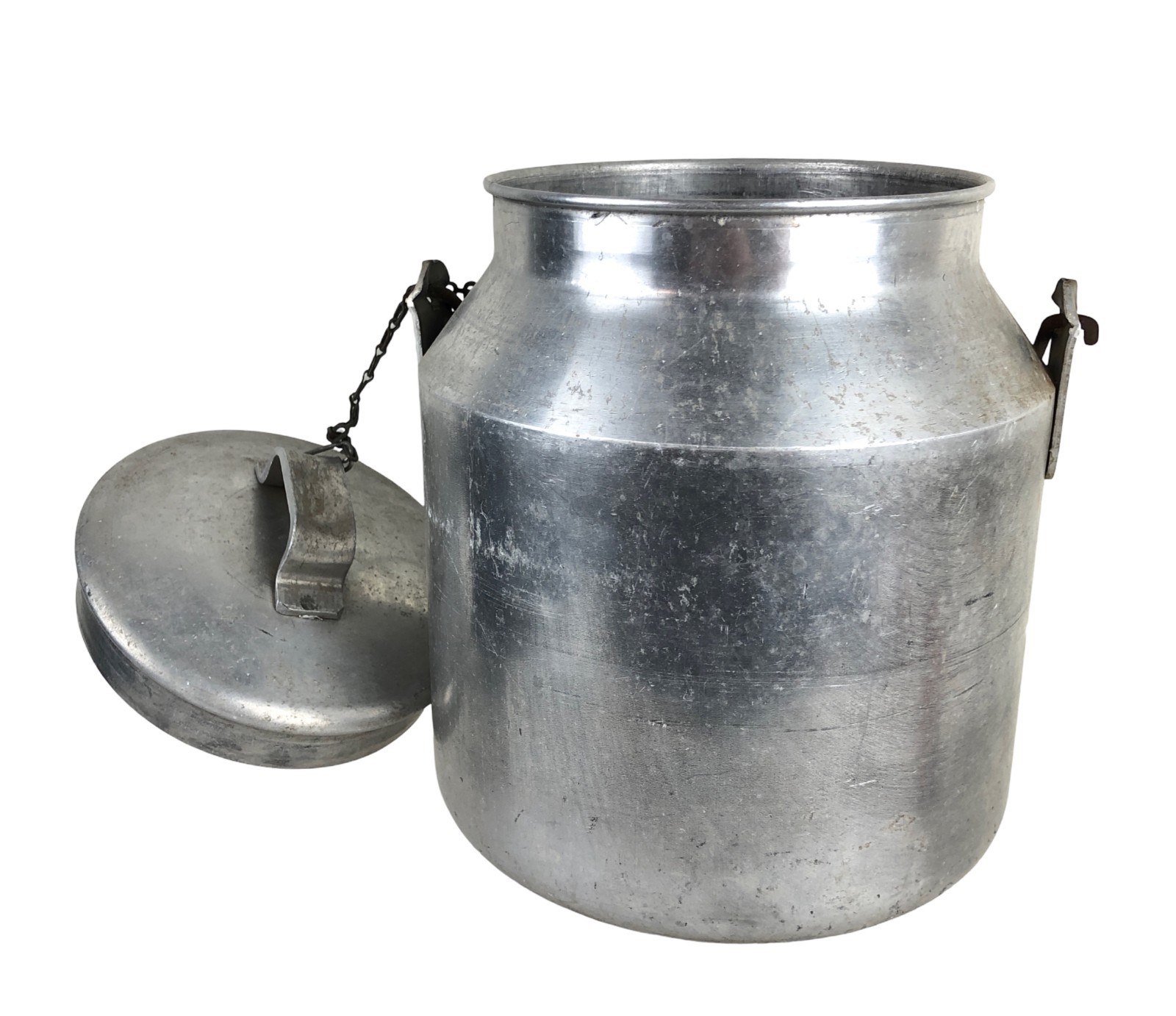 USN Nicro Aluminum Cream Pail Wooden Handle WWII Era Bucket 12 x 8 x 8″