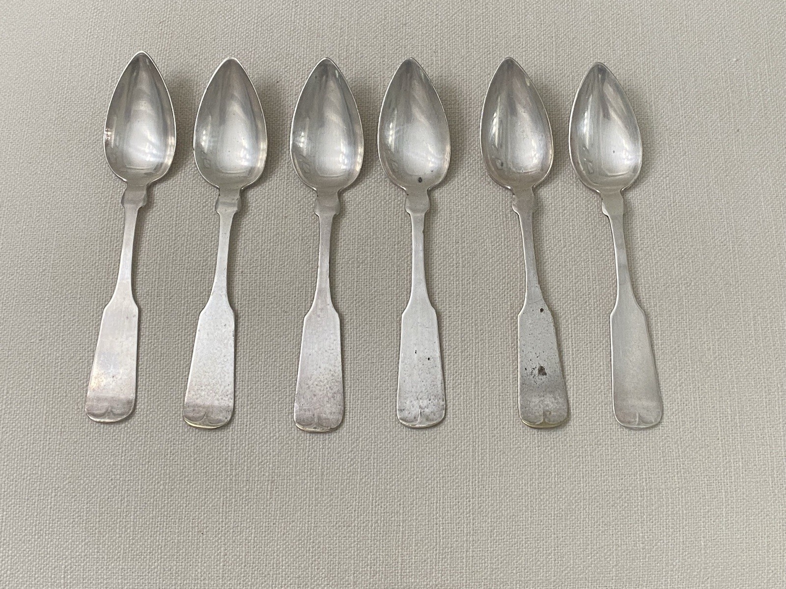 Antique F&M Weintraub A1 Silverplate Teaspoons Set 6 Fiddle Pattern Colonial