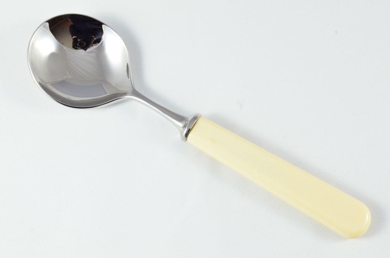 Brand New Genuine Cream Handle Soup Spoon Mirrored Finish Made In Sheffield