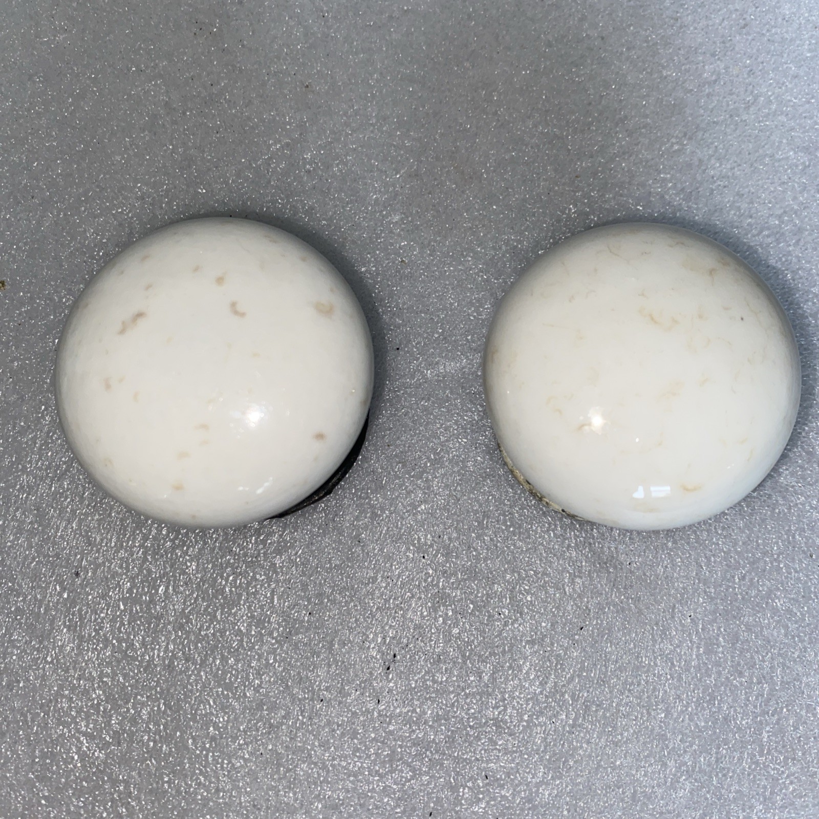 White Porcelain Round Door Knobs W/ Back Plates Salvage Set Of 2 Vintage
