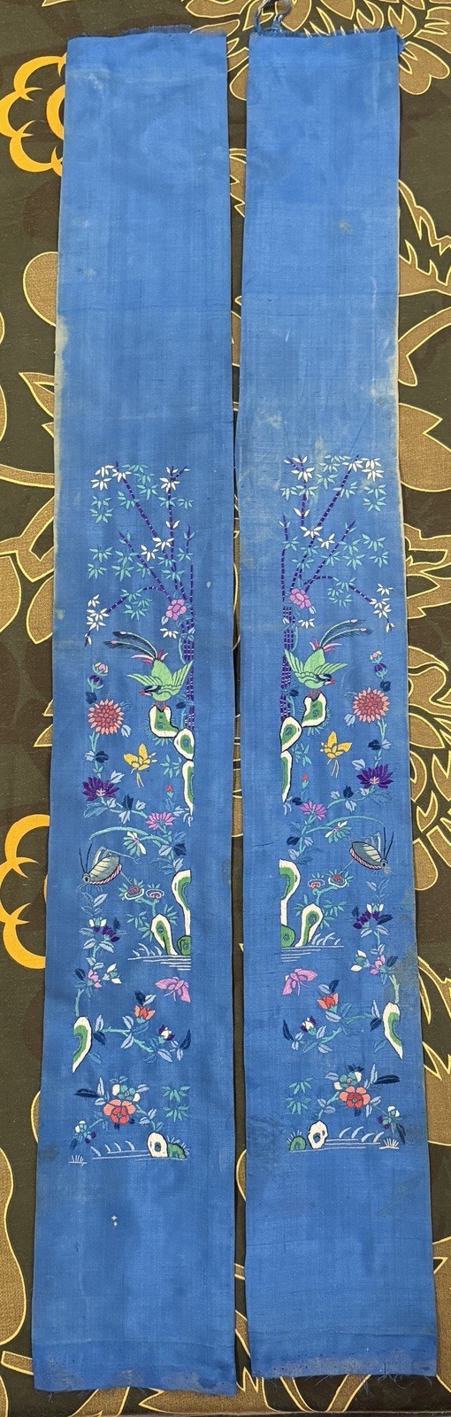 Antique Chinese Qing Dynasty Hand Embroidery Silk Sleeve Band Robe 13 X 100 Cm