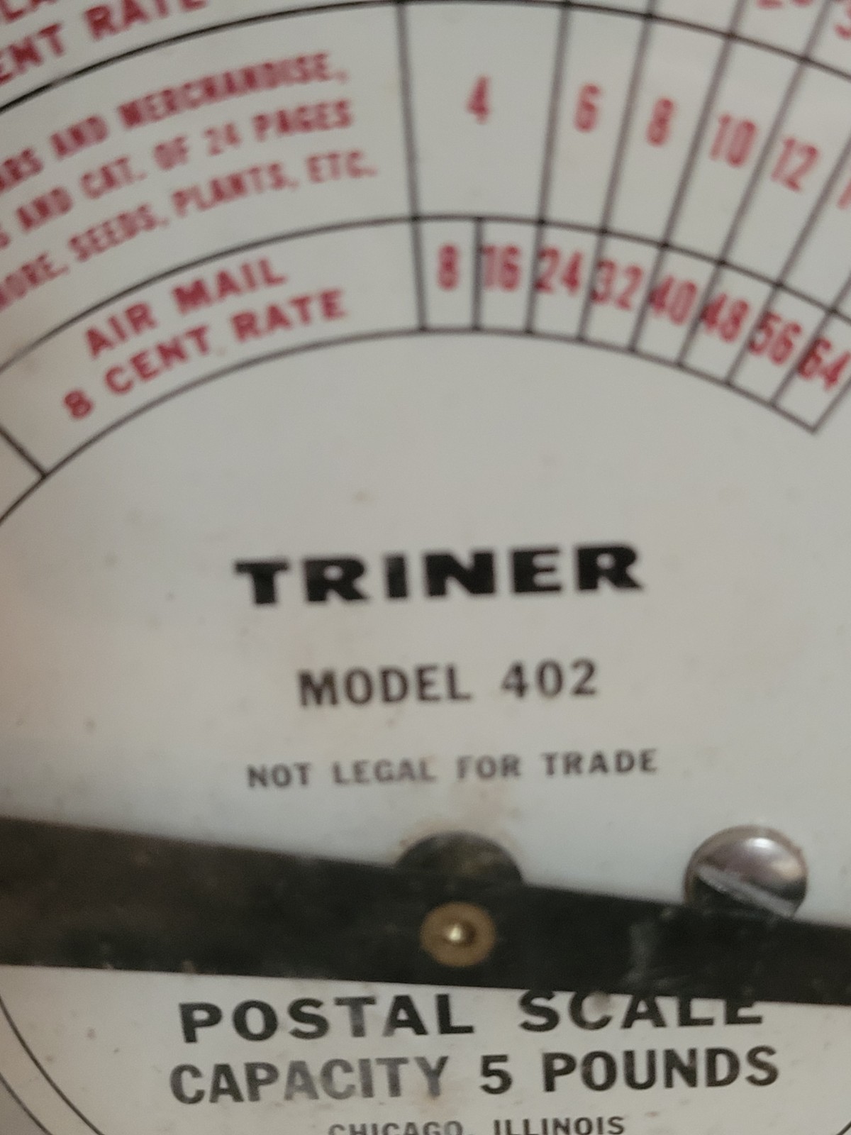 Antique Triner Postal Scale Model 402 1964 5 Lb Capacity Working