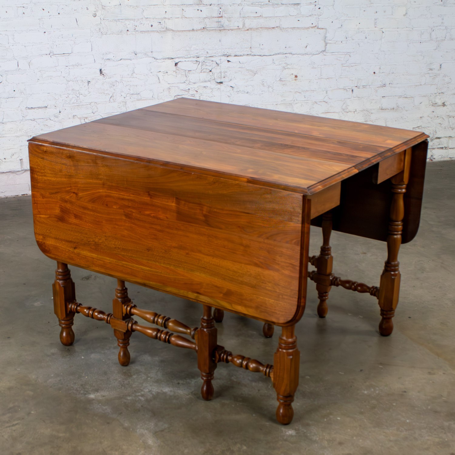 William Mary Style Dining Table Walnut Drop Leaf Expanding Gateleg by Abernathy
