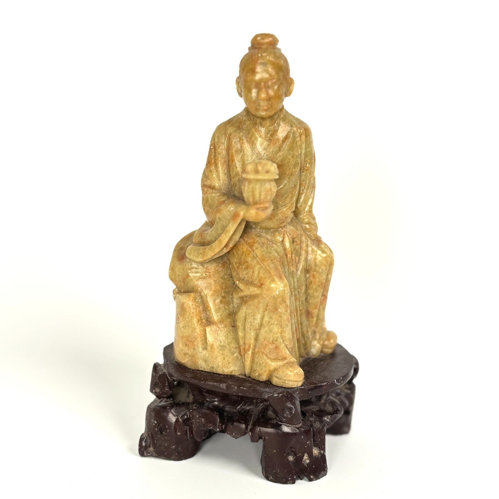 Vintage Chinese Soapstone Carved Figurine Figure Statue Wise Man Lohan Priest