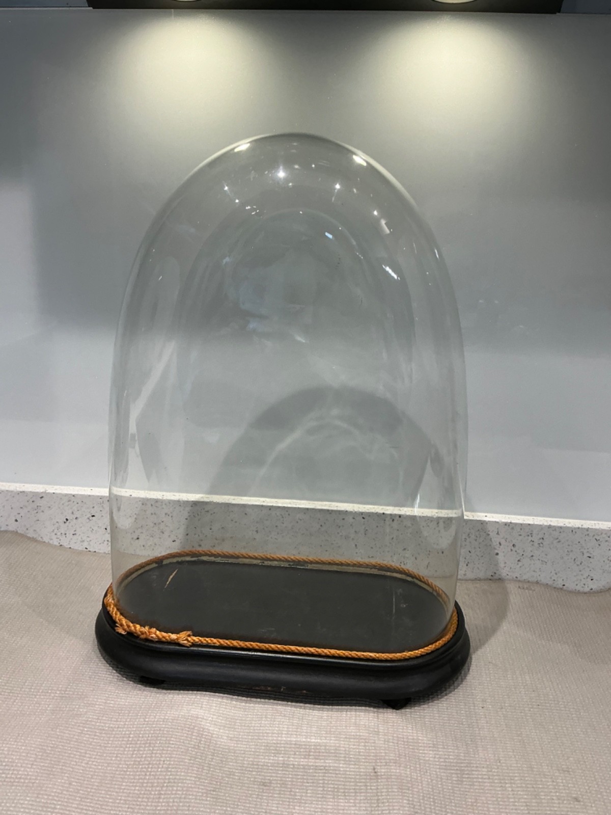 Large Antique Glass Dome with Wood Base No.5