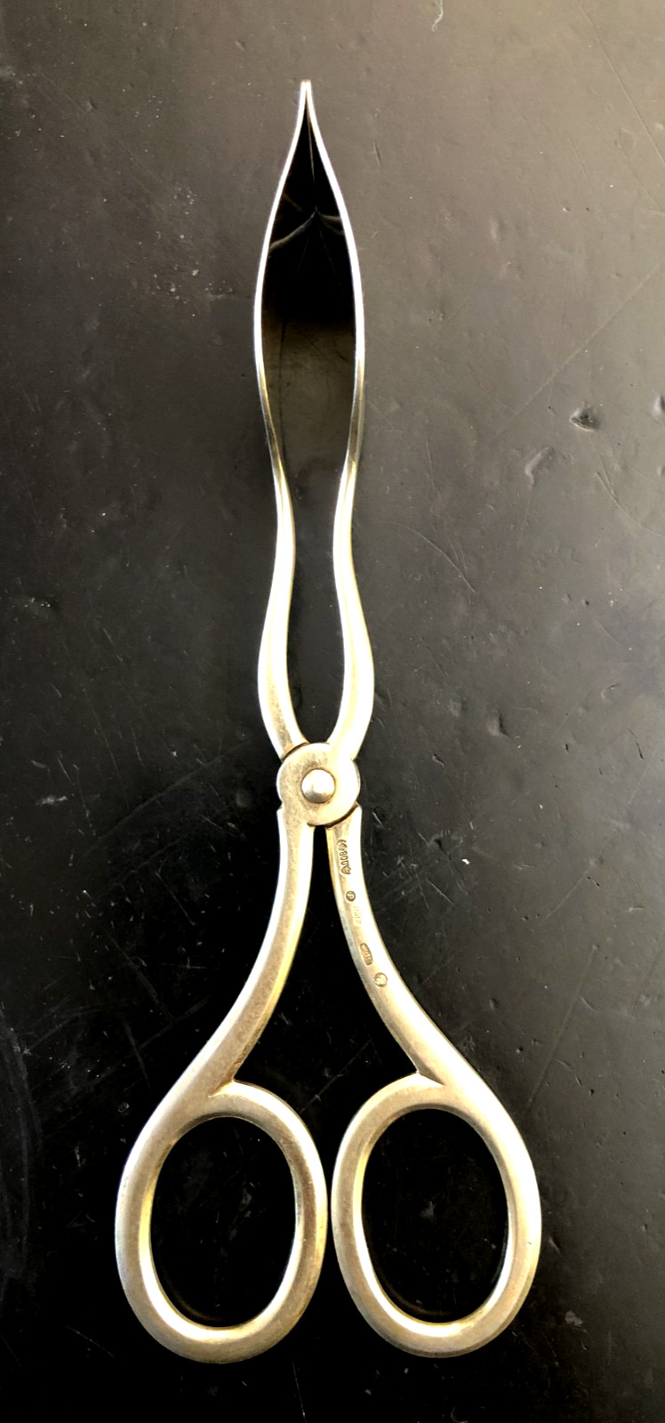Antique German Gilded 800 Silver Pastry Tongs with Russian Export Silver Marks.