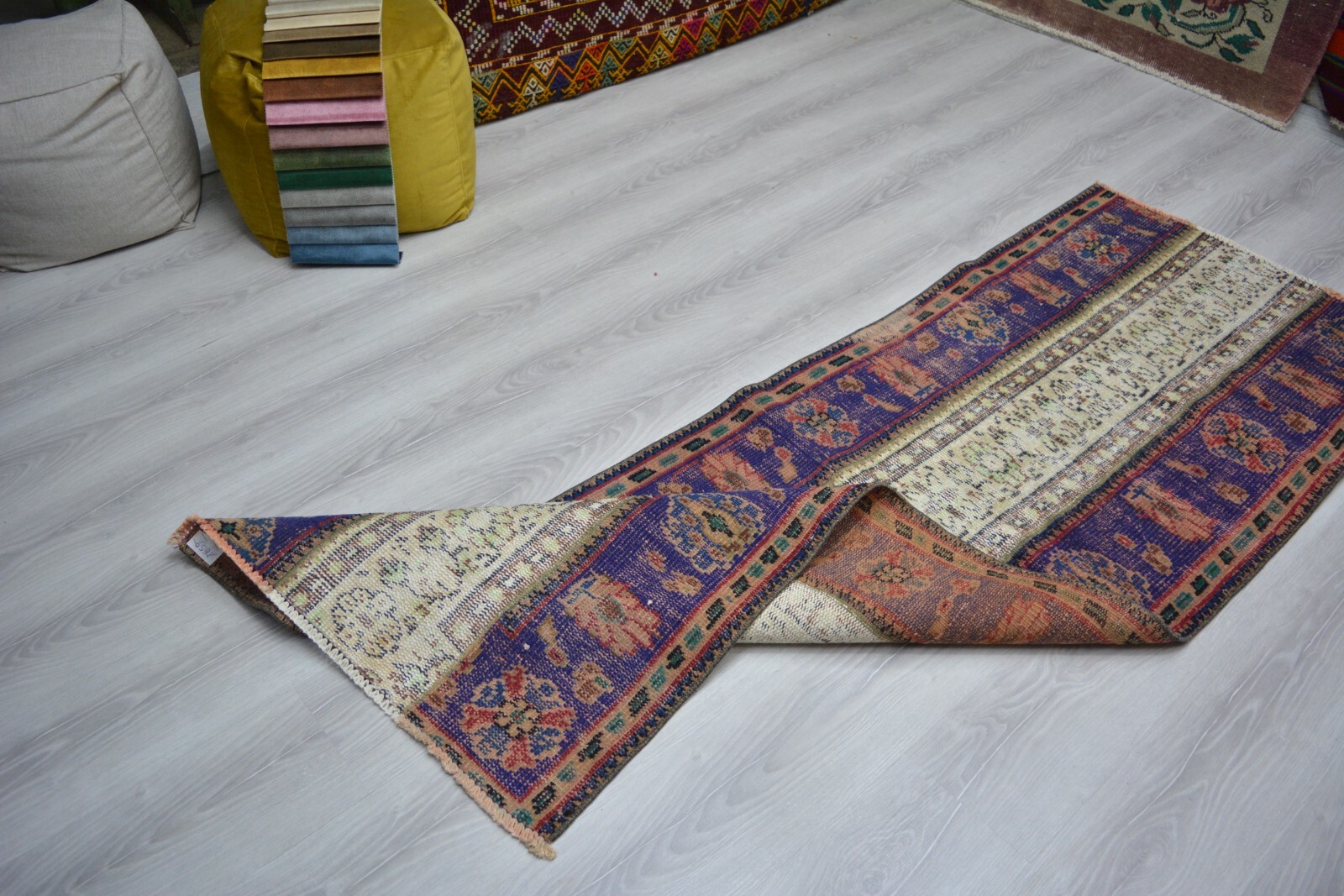 Multicolor Handmade Runner, 2.5×7.1ft, Vintage Turkish Entryway Rug, Hallway Rug