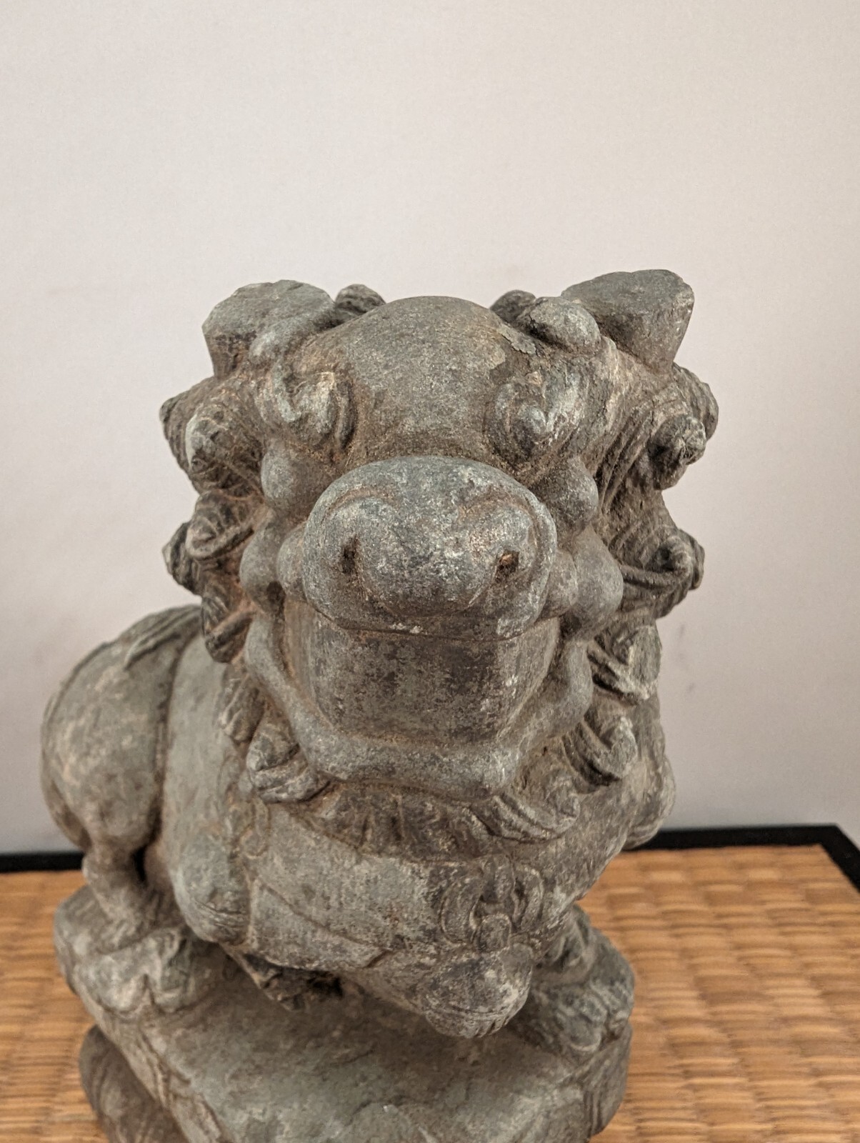 Antique Chinese Green Stone Guardian Lion Temple ShiShi Singha Komainu China