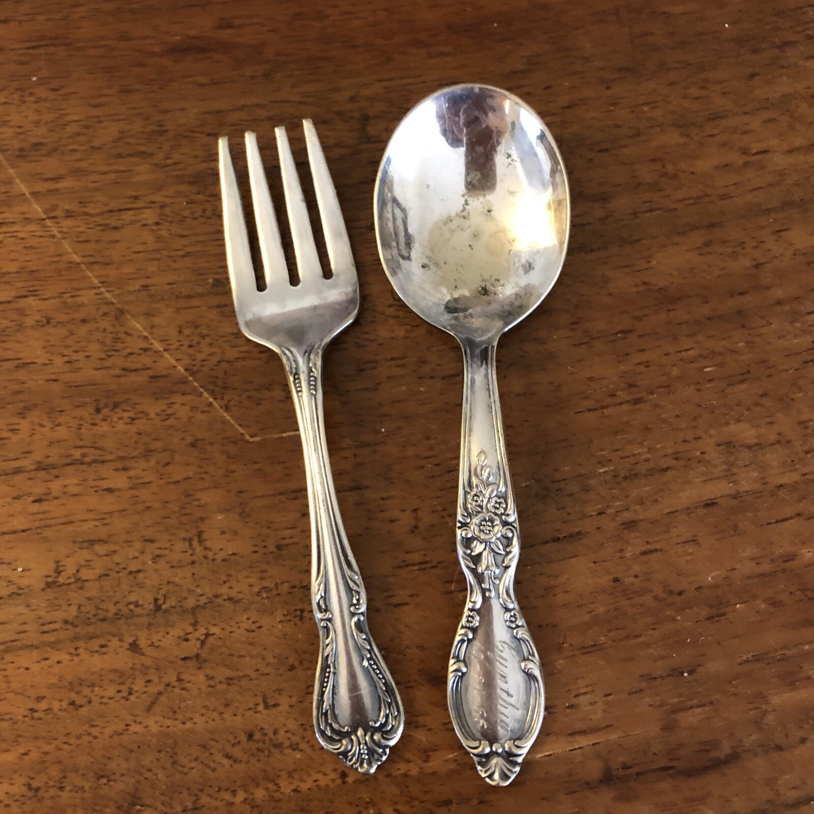 Vintage Silver Plate Child’s Fork And Spoon