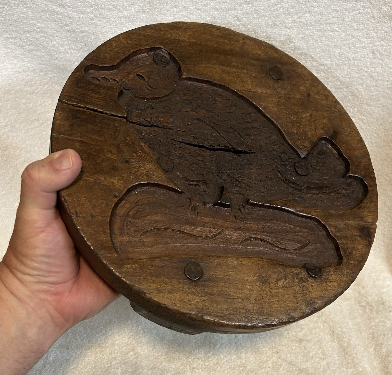 Awesome Antique Pennsylvania Dutch Duck/Bird Cheese Press Mold Excellent Piece!