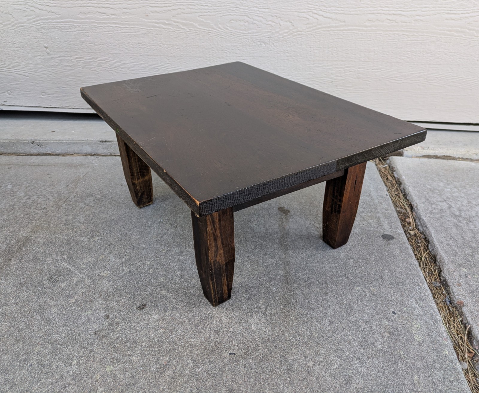 Vintage Rustic Solid Wood Low Floor Table Plant Stand Spanish Colonial Brutalist