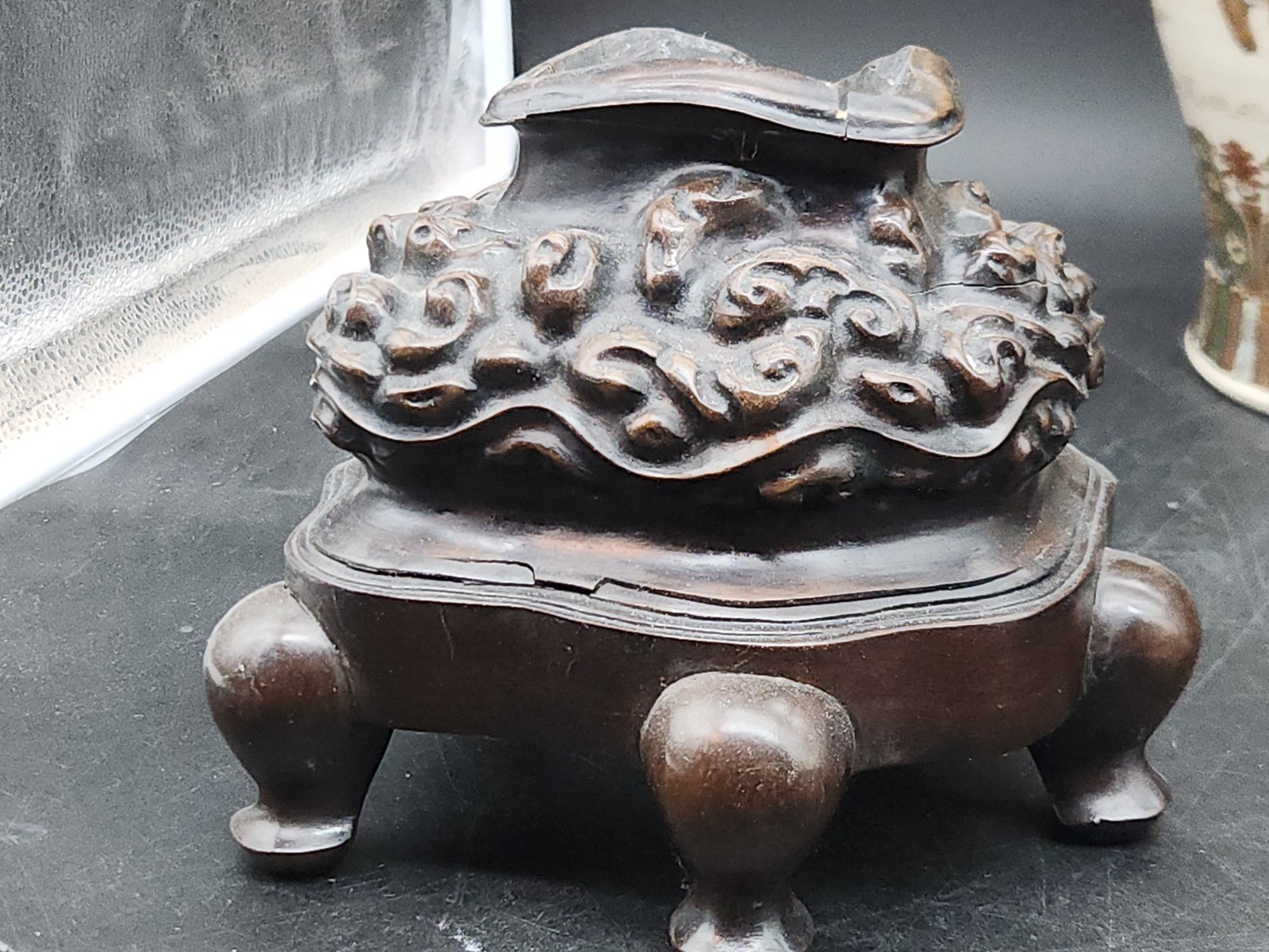 Chinese Antique Carved Zitan 紫檀木 wood Stand fine Openwork for art stone QING