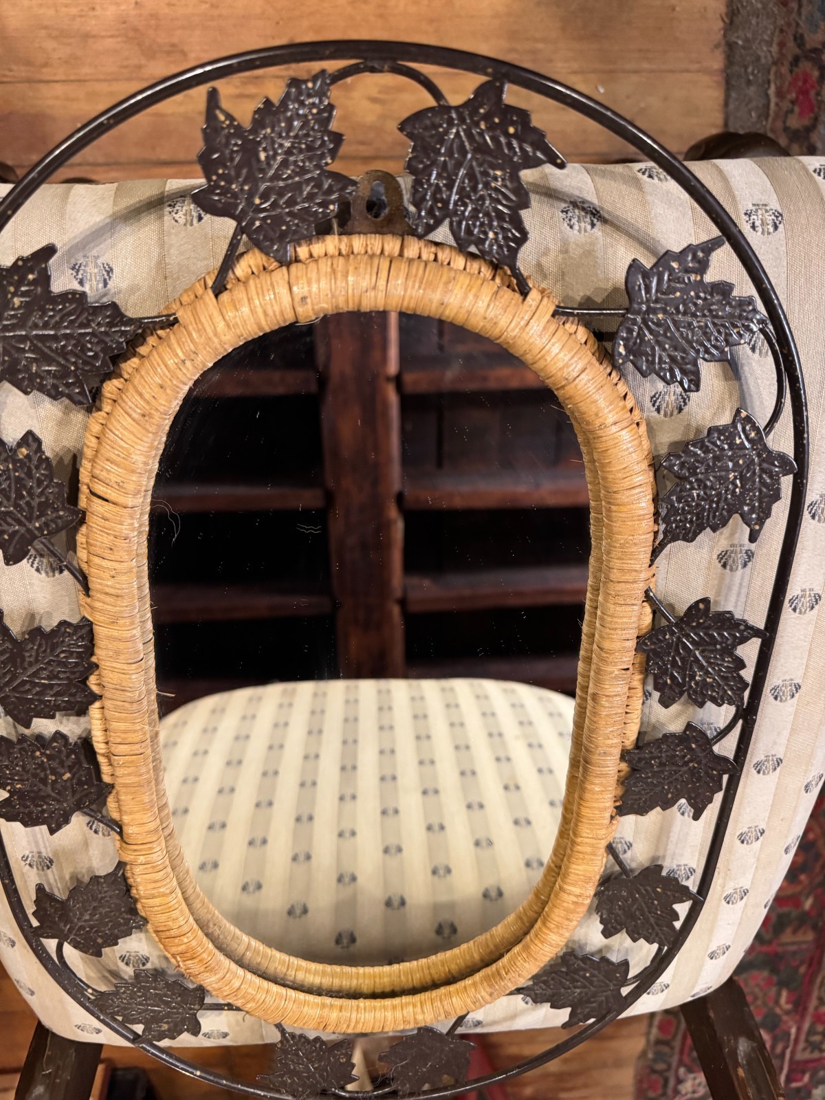 Small Metal Leaf Bordered Wall Mirror – 12.0″ W x 18.0″ L x 1.0″ D
