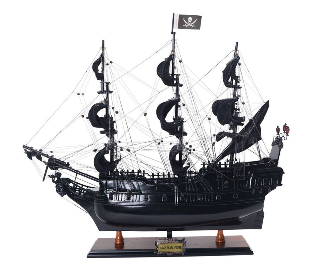 Black Pearl Caribbean Pirate Tall Ship Wooden Model 28″ Fully Assembled New