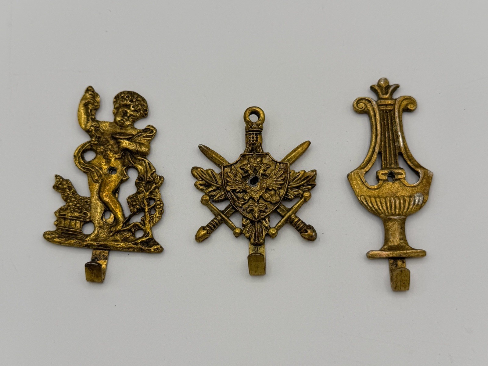 Vtg Lot Of 3 -1964 James Papalia Original Decor Wall Hook Cherub Shield Vase