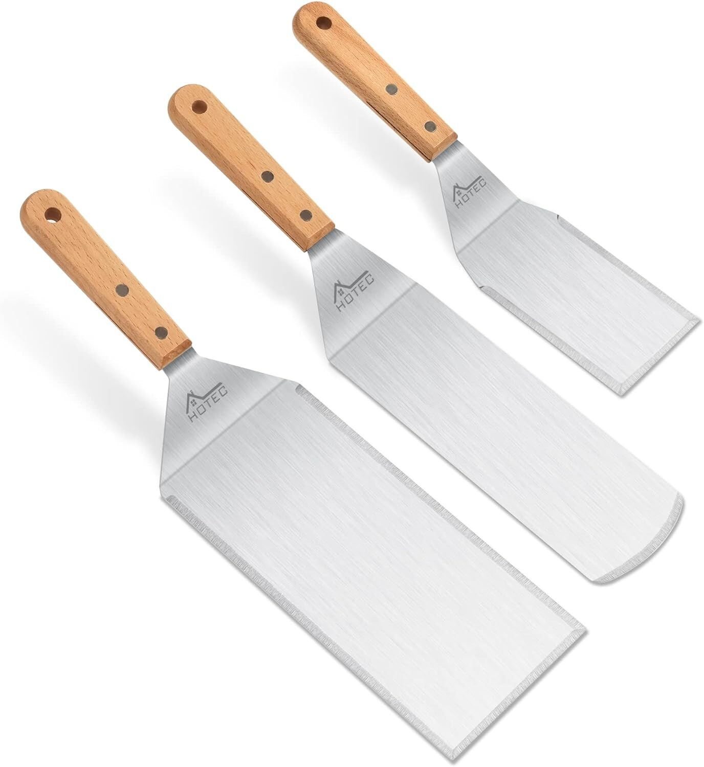 Metal spatula set, stainless steel grill flip pan, grill pan scraper,Set of 3
