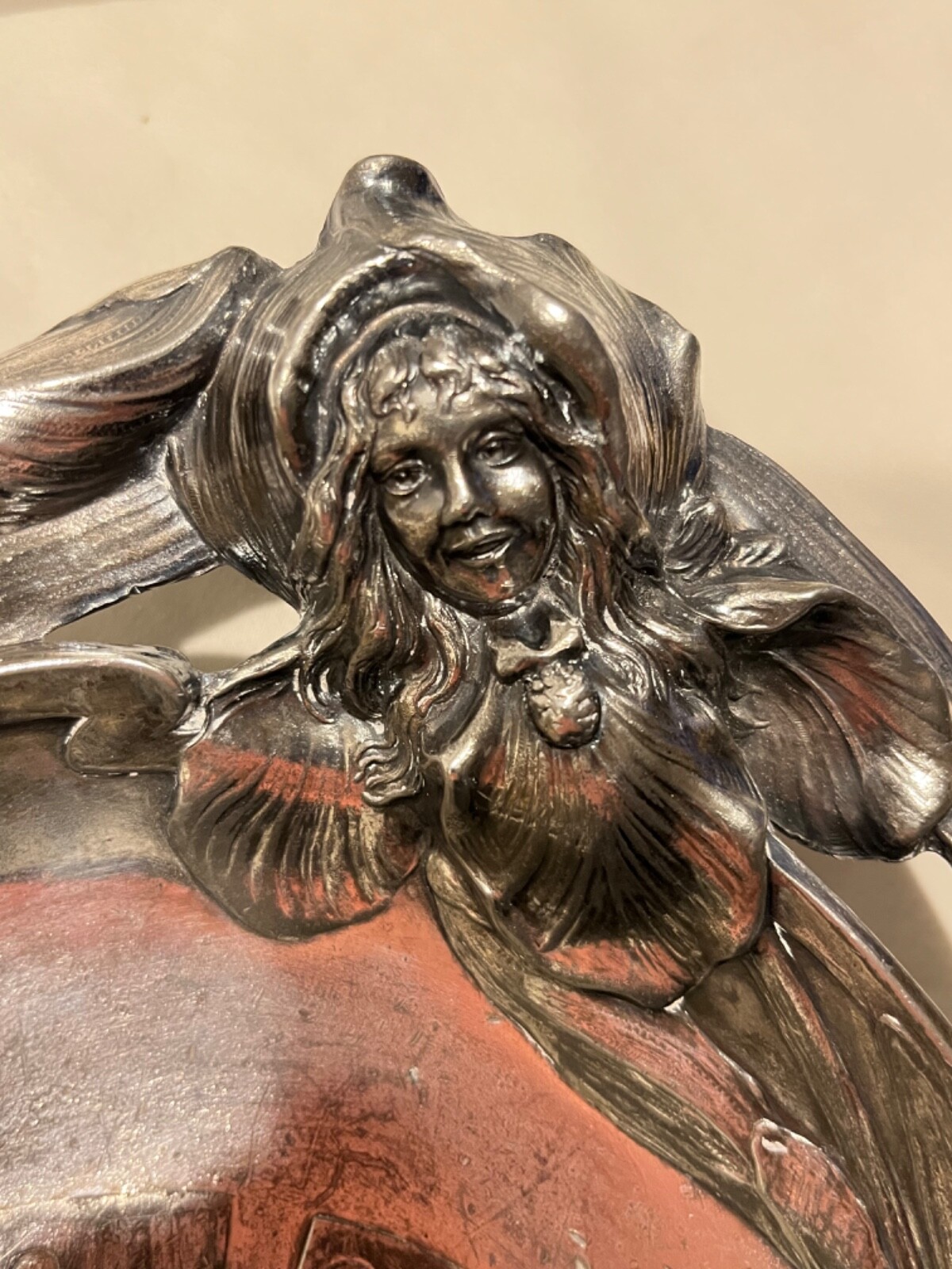 Art Nouveau Kate Greenaway silver plated figural tray art nouveau 10” c.1900