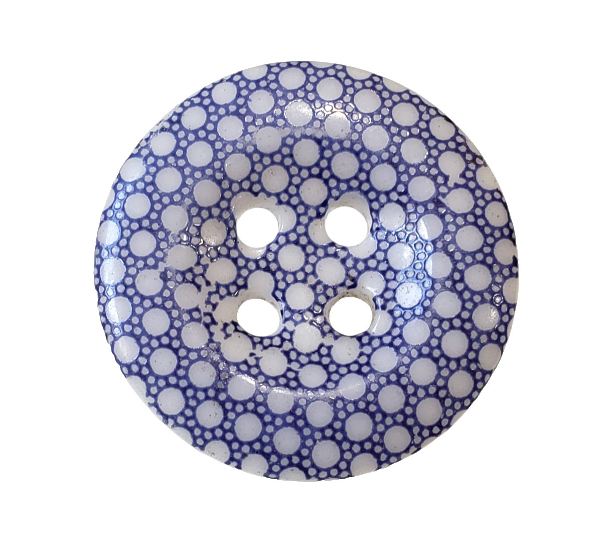 China Calico Antique Button NBS Medium Size Blue Excellent Condition Pre 1918