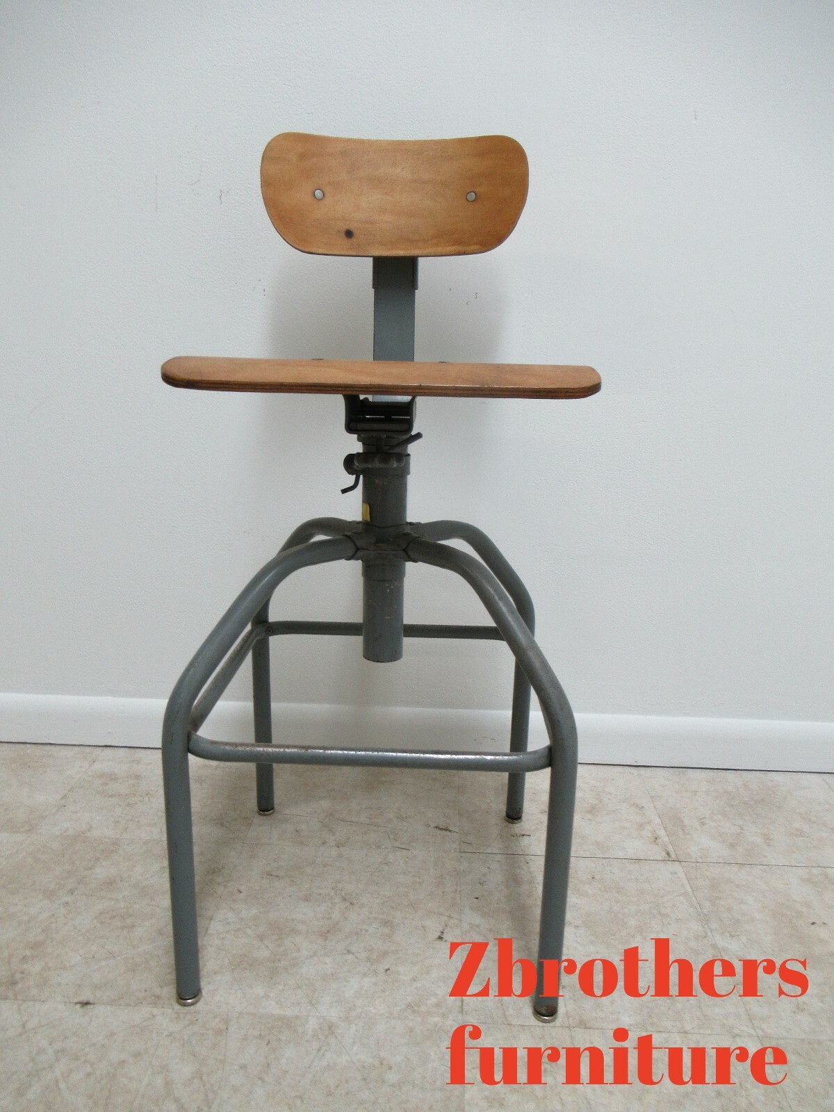 Vintage Bevco Industrial Counter Swivel Bar Drafting Stool Draftsman Chair