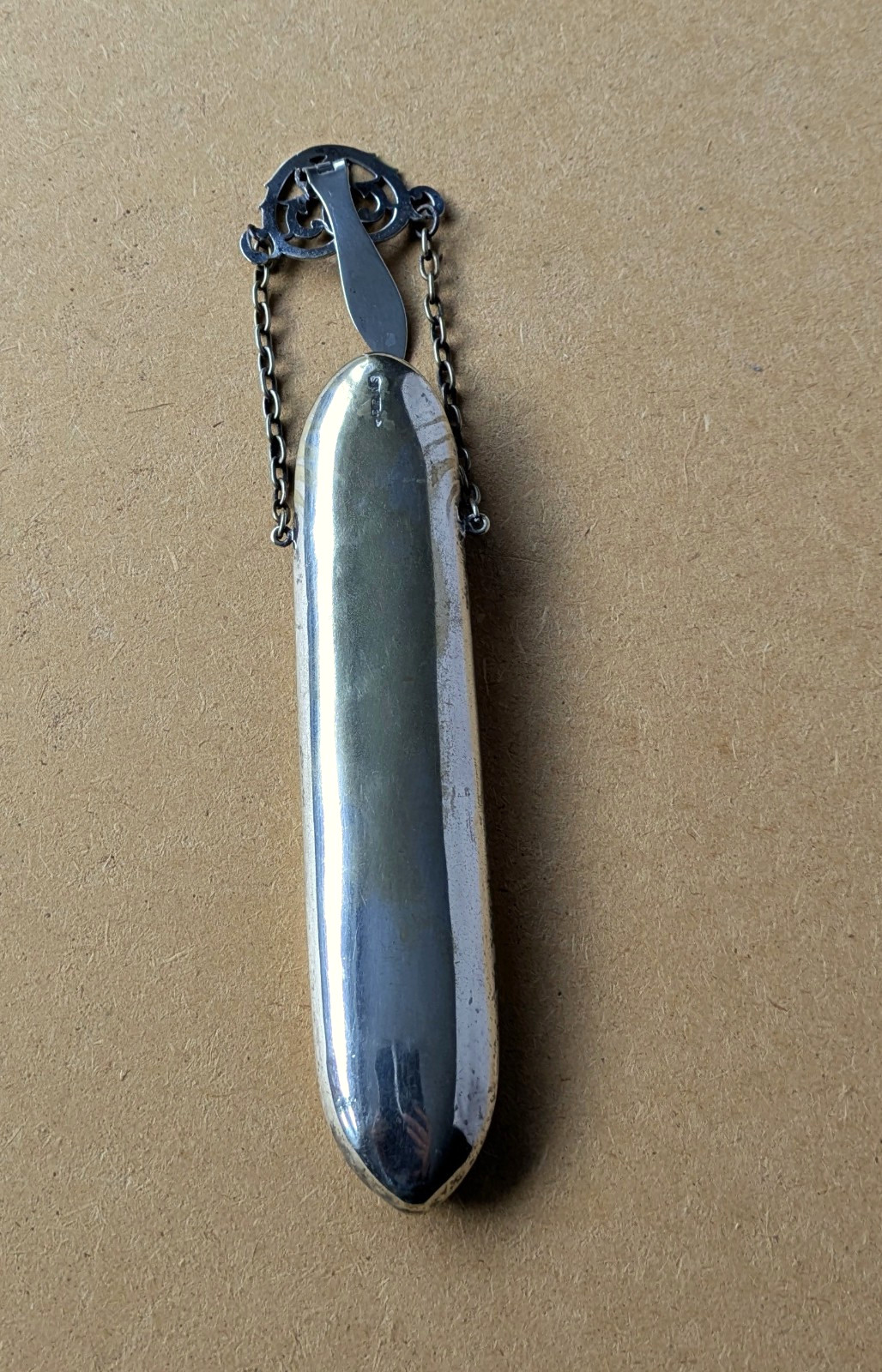 Antique silver plated engraved chatelaine spectacle case Trawsfynydd Wales