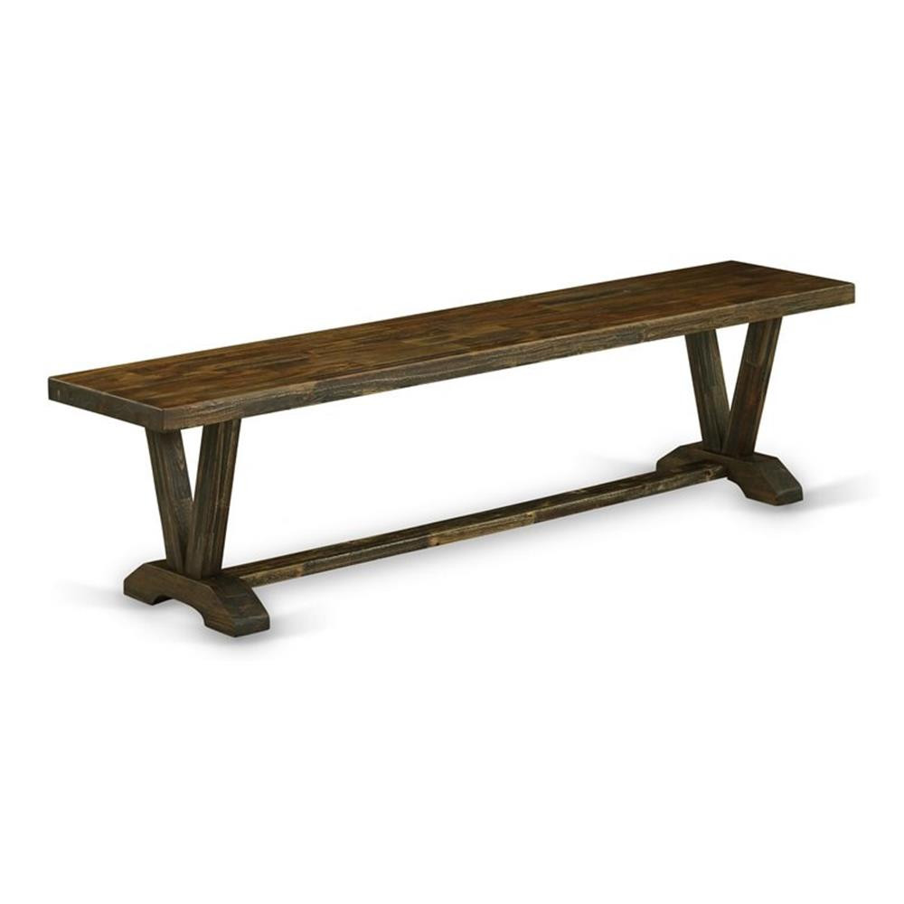 East West Furniture V-Style 15×72″ Wood Dining Bench in Jacobean Brown