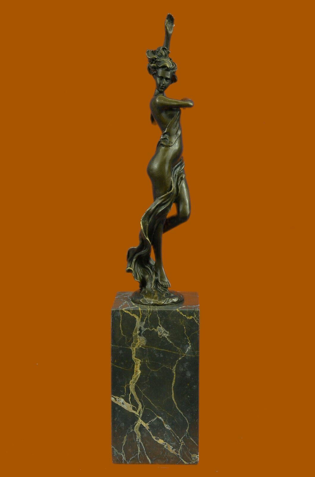 Vintage Turn of Century Bronze Statue Original NUDE Dancing Girl Lost Wax Decor