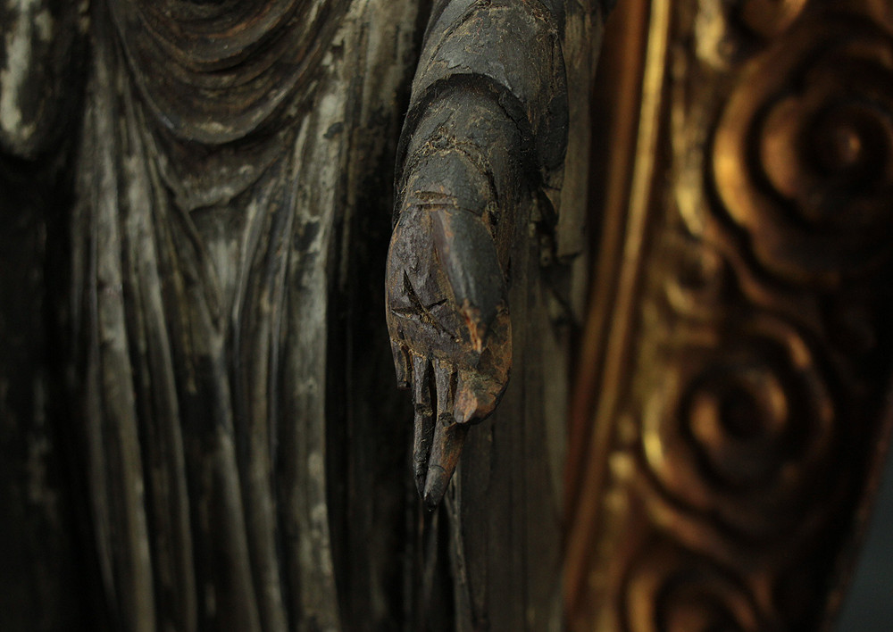 Amida Nyorai 阿弥陀如来 (Amitābha) 45.5cm Buddhism Gilt Lacquer Wooden Statue