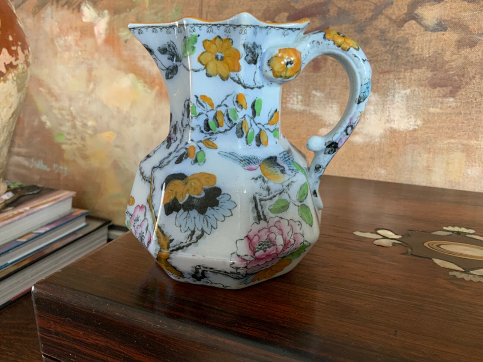 English Mason’s Small Hand Painted Ironstone Pitcher Jug Creamer C1860
