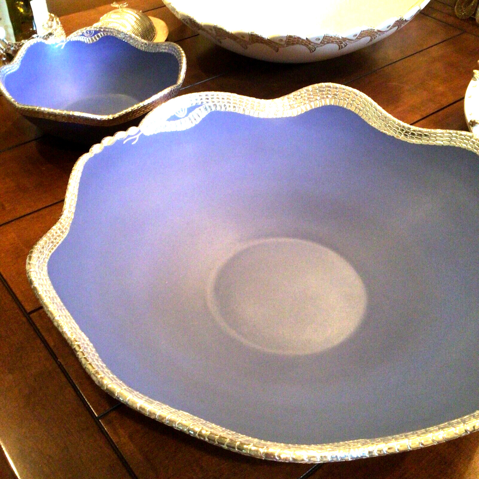 EMILIA LOS CASTILLO HUGE 18″ DISH/BOWL STERLING SNAKE DEEP DISH NEIMAN MARCUS