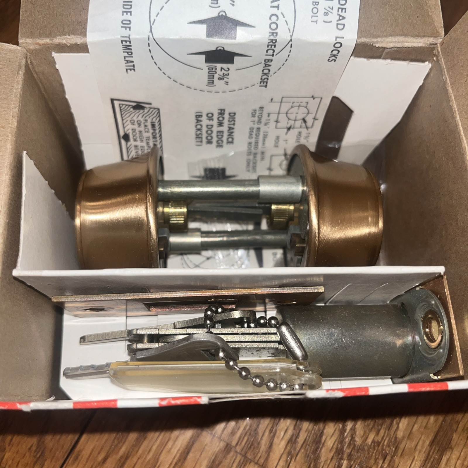 Vintage MCM Weiser Locks Double Cylinder Deadbolt Lock Satin Bronze NOS #931