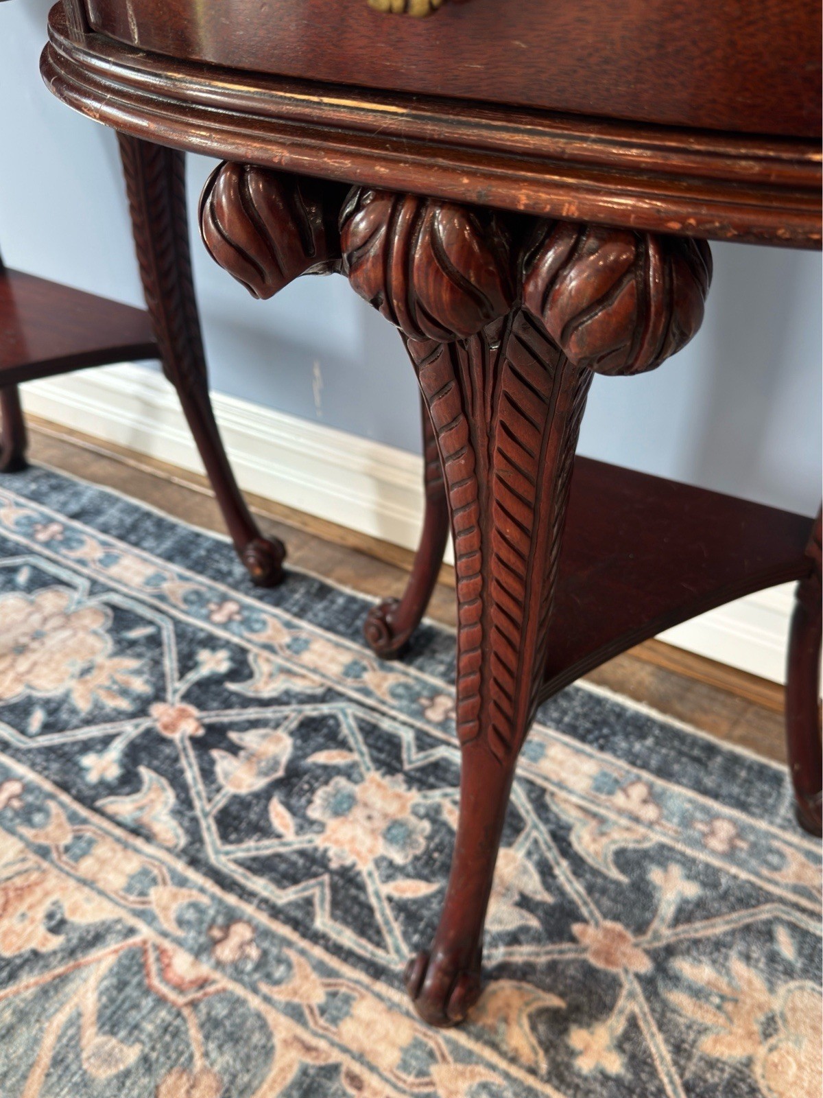 Pair Of French Carved Mahogany Side Tables