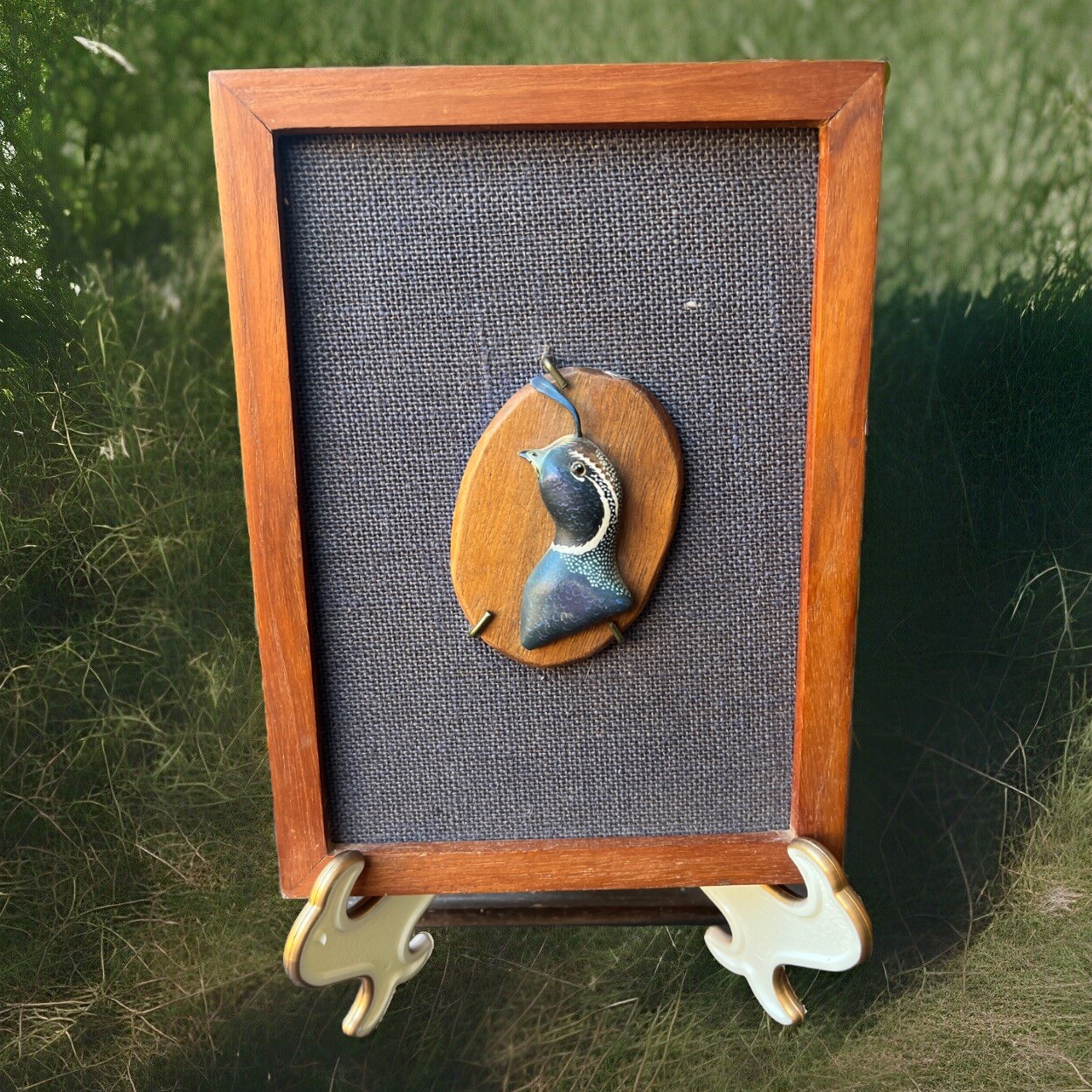 Original Floyd Broadbent Rare Quail Mixed Media Carving Piece Vintage OOAK