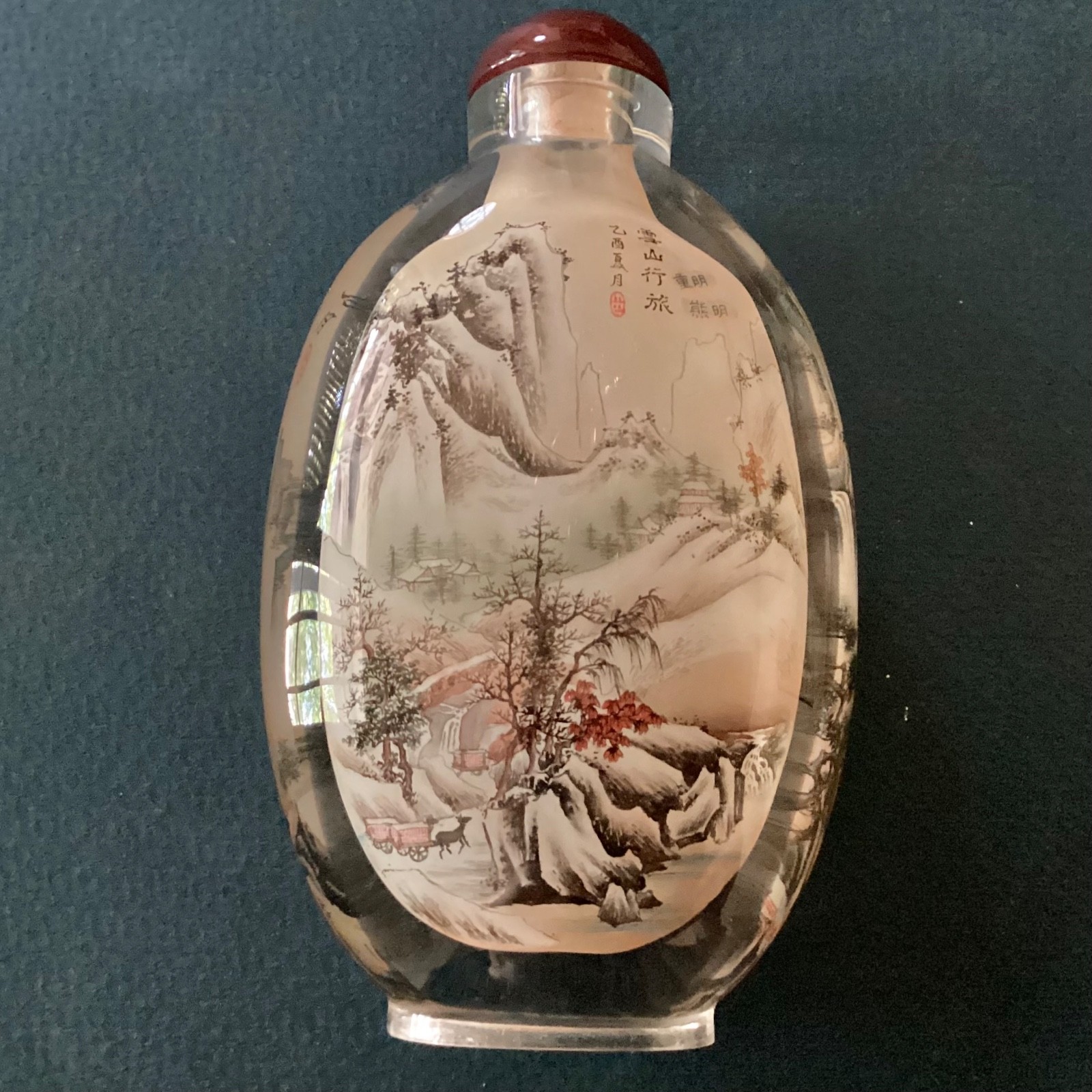 ~ Large Artist Signed Inside Reverse Painted Snuff bottle – Classic Landscape